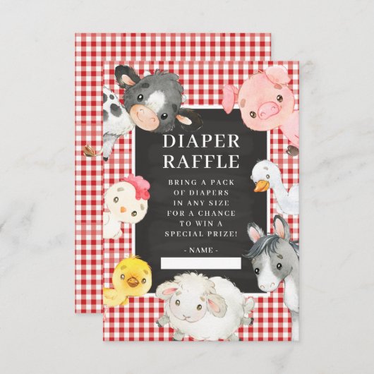 Farm Animals douchen luierspoeling Informatiekaartje (Voorkant / Achterkant)