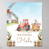 Farm Animals First Birthday Party Watering Hole Poster (Voorkant)