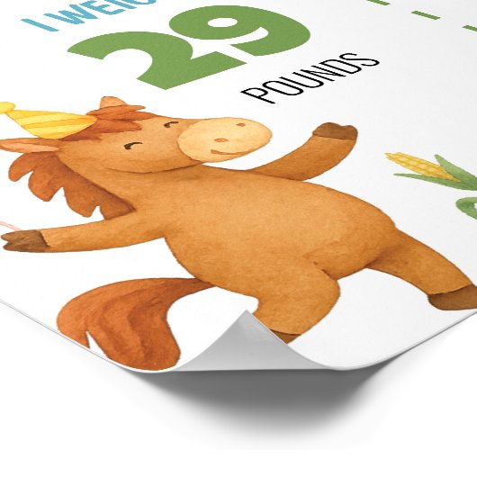 Farm Animals First Year Milestone Sign Poster (Hoek)