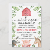 Farm Animals Foliage 2e verjaardag uitnodiging (Voorkant)