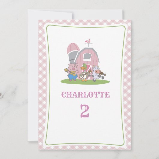 Farm Animals Funny Birthday Invitation Kaart (Achterkant)