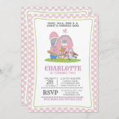 Farm Animals Funny Birthday Invitation Kaart (Voorkant / Achterkant)