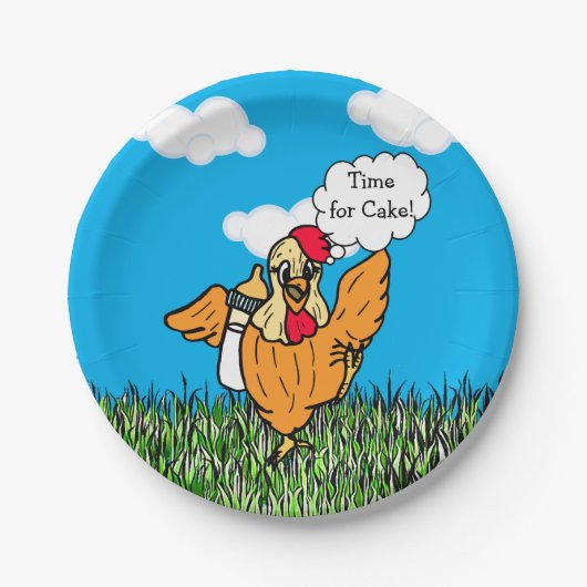 Farm Animals Funny Rooster Baby shower is een jong Papieren Bordje (Voorkant)