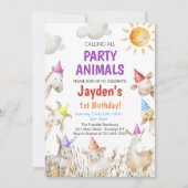 Farm Animals gender neutral Barnyard 1st Birthday Kaart (Voorkant)