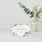 Farm animals girl baby shower diaper raffinage car informatiekaartje (Staand voorkant)