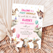 Farm Animals Girl Calling Party Animals