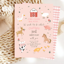 Farm Animals Girl Gingham Barnyard Birthday