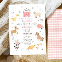 Farm Animals Girl Gingham Barnyard Birthday