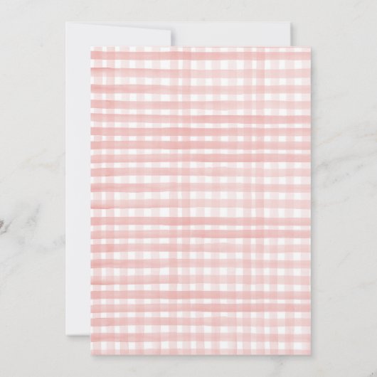 Farm Animals Girl Pink Gingham Barnyard Birthday I Kaart (Achterkant)