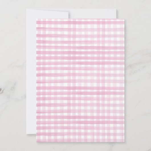 Farm Animals Girl Pink Gingham Barnyard Birthday Kaart (Achterkant)