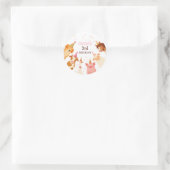 Farm Animals Girl Pink Gingham Barnyard Birthday Ronde Sticker (Tas)