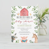 Farm Animals Greenery Baby Shower Invitation Kaart (Staand voorkant)
