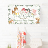 Farm Animals Greenery Baby shower Welkomstachtergr Spandoek (Insitu)