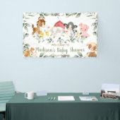 Farm Animals Greenery Baby shower Welkomstachtergr Spandoek (Beurs)