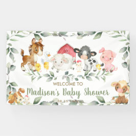 Farm Animals Greenery Baby shower Welkomstachtergr Spandoek