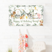 Farm Animals Greenery ONE 1st Birthday Backdrop Spandoek (Insitu)