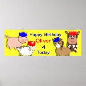 Farm Animals Happy Birthday Personalized Banner Poster (Voorkant)