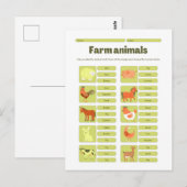 Farm Animals Identification Educational Worksheet Briefkaart (Voorkant / Achterkant)