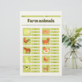 Farm Animals Identification Educational Worksheet Briefpapier (Staand voorkant)