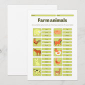 Farm Animals Identification Educational Worksheet Feestdagenkaart (Voorkant / Achterkant)
