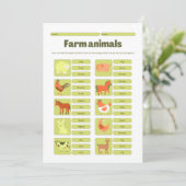 Farm Animals Identification Educational Worksheet Feestdagenkaart (Staand voorkant)