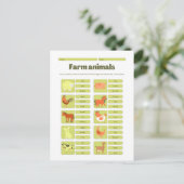 Farm Animals Identification Educational Worksheet Feestdagenkaart (Staand voorkant)
