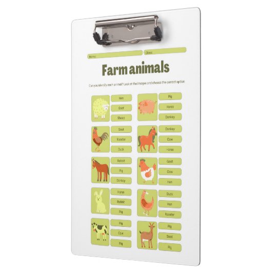 Farm Animals Identification Educational Worksheet Klembord (Links)