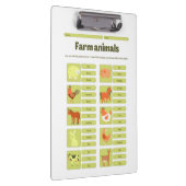 Farm Animals Identification Educational Worksheet Klembord (Rechts)