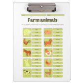 Farm Animals Identification Educational Worksheet Klembord (Voorkant)