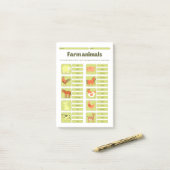 Farm Animals Identification Educational Worksheet Post-it® Notes (Op bureau)
