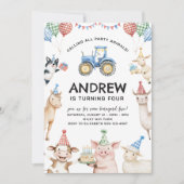 Farm Animals Kids Birthday Invitation Kaart (Voorkant)