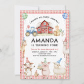 Farm Animals Kids Birthday Invitation Kaart (Voorkant)