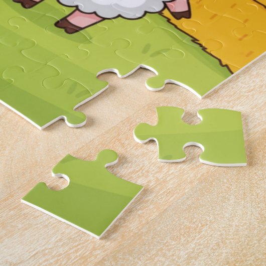 Farm Animals Kids Puzzle | Cute Cow Pig Sheep Chic Legpuzzel (Zijkant)