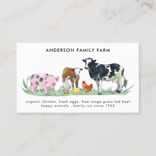 Farm Animals Koe Varkens Kip QR Code Visitekaartje (Voorkant)