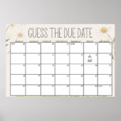 Farm Animals Meadow Baby shower Guess Datumteken Poster (Voorkant)