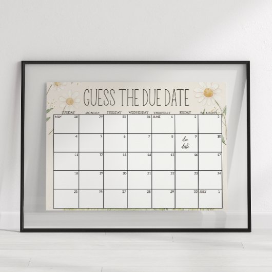 Farm Animals Meadow Baby shower Guess Datumteken Poster