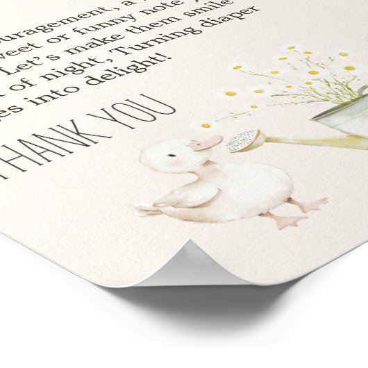 Farm Animals Meadow Baby shower Late Night Luier Poster (Hoek)