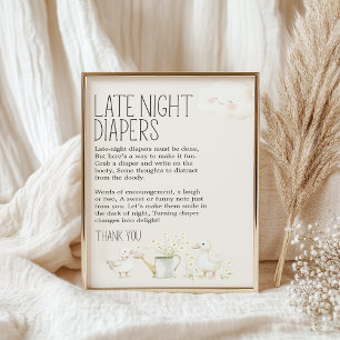Farm Animals Meadow Baby shower Late Night Luier Poster