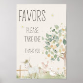 Farm Animals Meadow Friend Baby shower Favors Sign Poster (Voorkant)