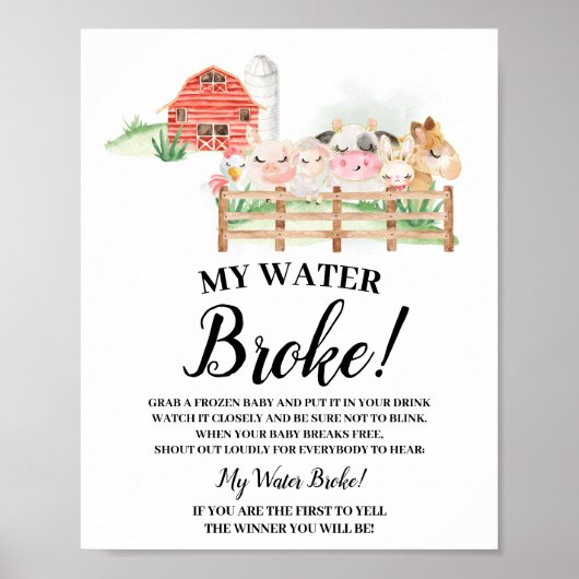 Farm Animals Mijn bord met Baby shower voor waterb Poster (Voorkant)