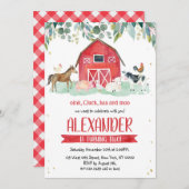 Farm Animals Oink Baa Moo Boy 1st Birthday Kaart (Voorkant / Achterkant)