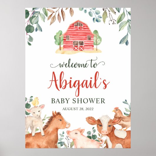Farm Animals Parade Welcome Baby shower Poster (Voorkant)