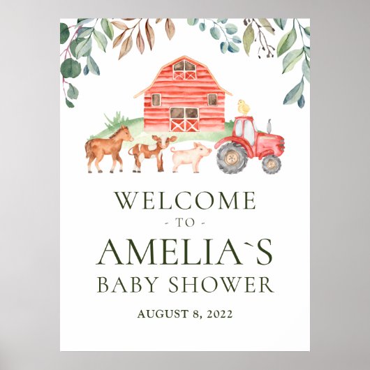 Farm Animals Parade Welcome Baby shower Poster (Voorkant)
