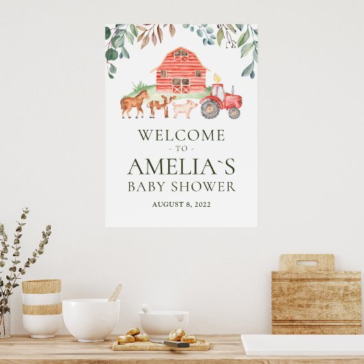 Farm Animals Parade Welcome Baby shower Poster (Keuken)