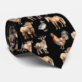 Farm Animals Pattern Neck Tie Stropdas (Opgerold)