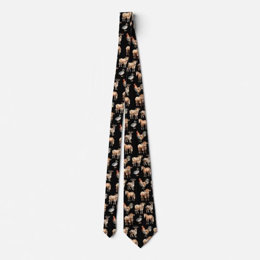 Farm Animals Pattern Neck Tie Stropdas (Achterkant)