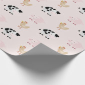 Farm Animals Pattern Pink Wrapping Paper Cadeaupapier (Hoek)