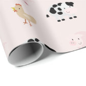Farm Animals Pattern Pink Wrapping Paper Cadeaupapier (Rol Hoek)