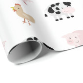 Farm Animals Pattern White Wrapping Paper Cadeaupapier (Rol Hoek)