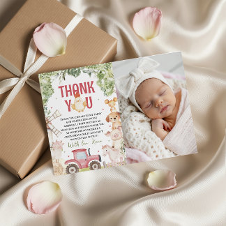 Farm Animals Photo Thank You Card Kaart